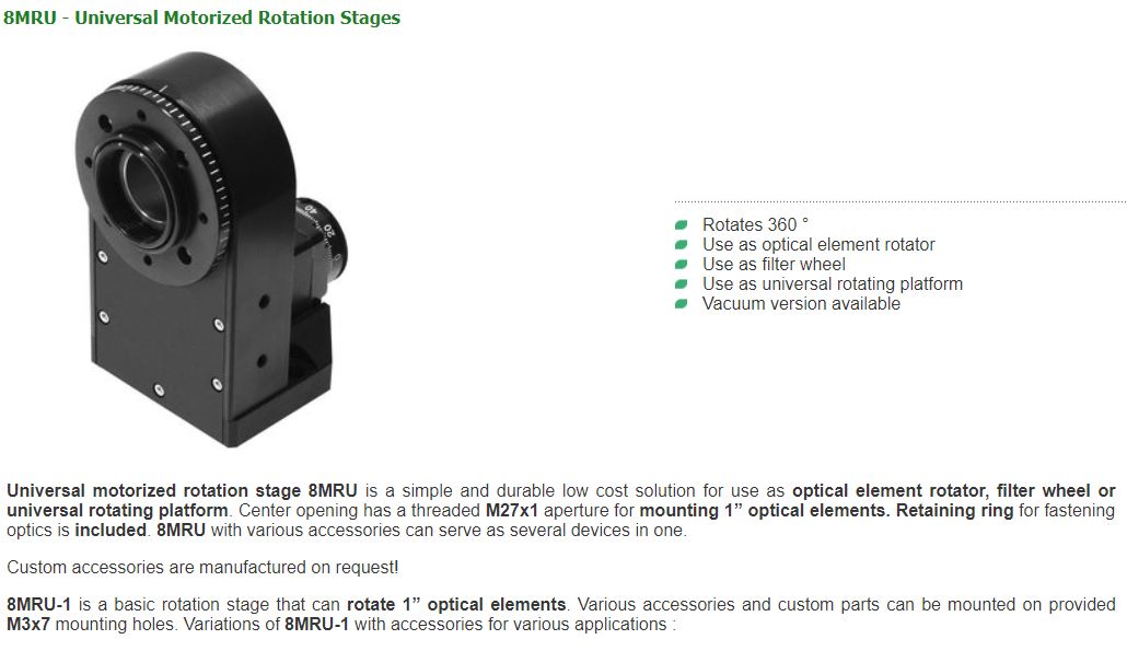 8MRU - Universal Motorized Rotation Stages - (주)비엠레이저솔루션