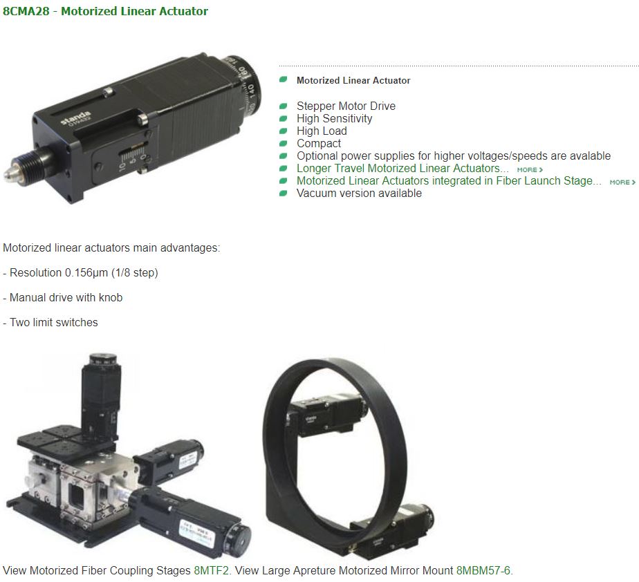 8CMA28 - Motorized Linear Actuator - (주)비엠레이저솔루션